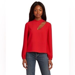Amanda Uprichard Maryanne Red Cutout Blouse, size S